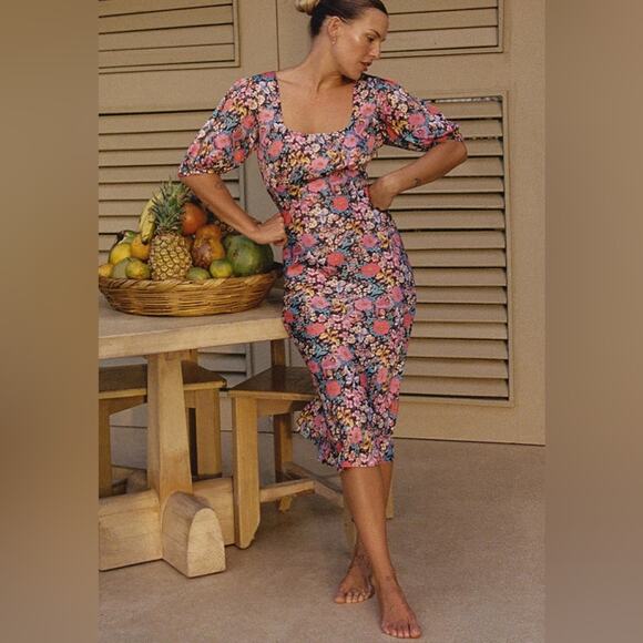 SPELL Last Drinks Bias Midi Dress in Evening Floral - Picture 4 of 8
